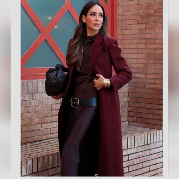 NWT ZARA MANTECO WOOL BLEND COATโZW COLLECTION Burgundy - Picture 3 of 16